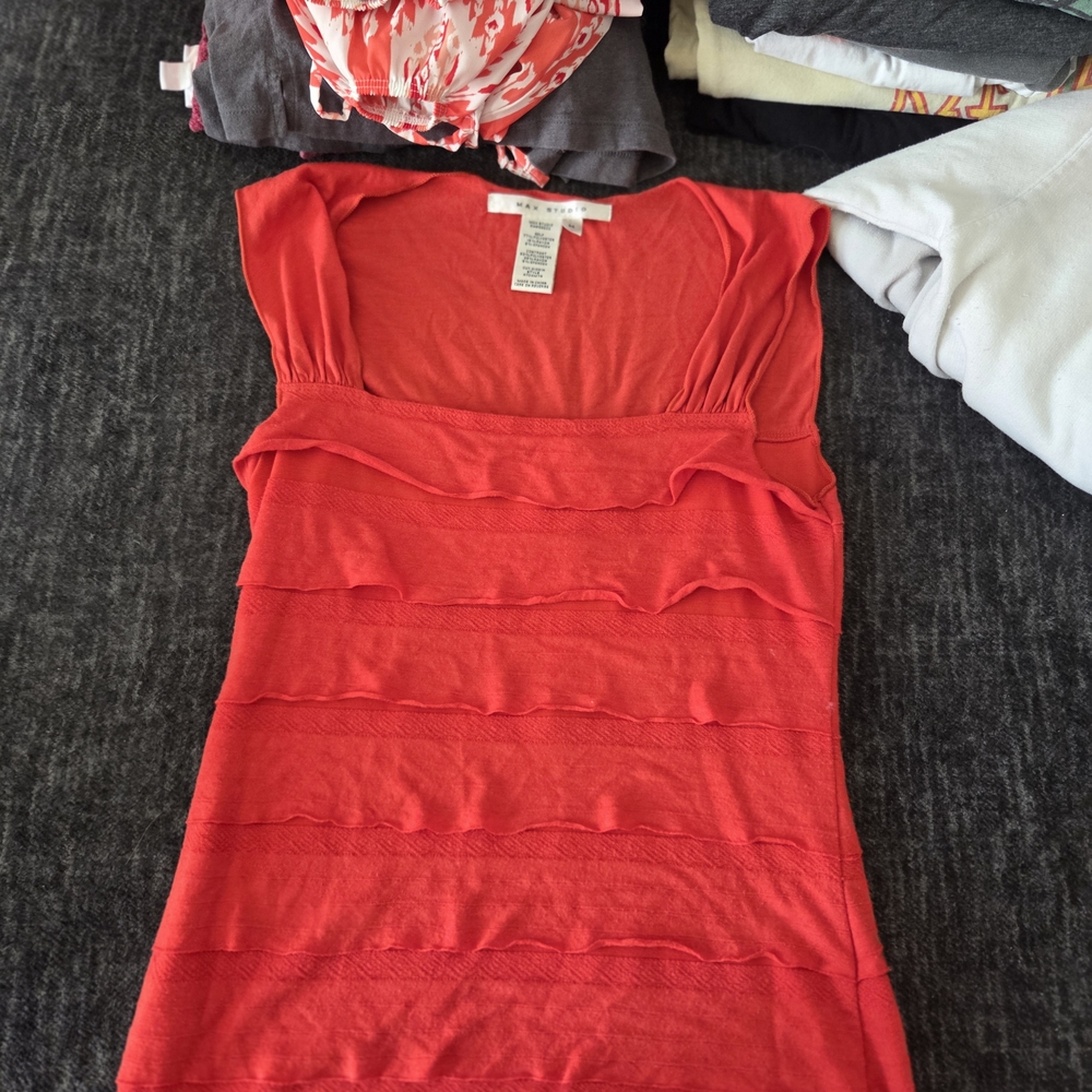 Max Studio Vibrant Red Ruffle Blouse